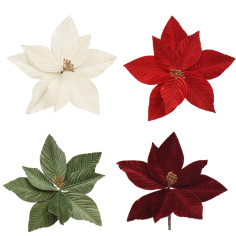 Flor de Pascua de Terciopelo con Clip - 4 colores