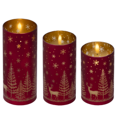 Set de 3 Velas LED en cilindro de cristal