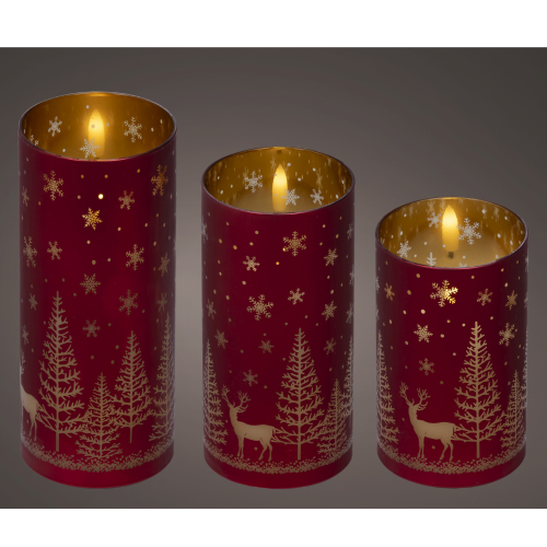 Set de 3 Velas LED en cilindro de cristal