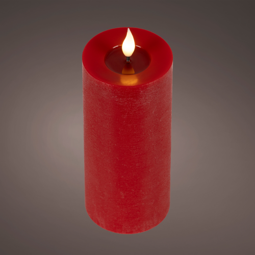 Vela LED Roja Realista Efecto Llama Al. 20 cm