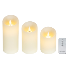 Set de 3 Velas LED de Cera con Llama