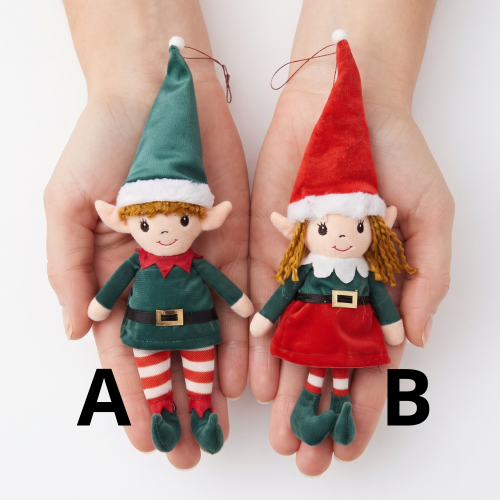 Pareja de elfos navideños colgantes