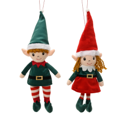 Pareja de elfos navideños colgantes