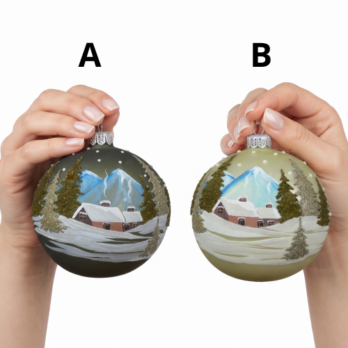 Bauble glass matt house in the alps