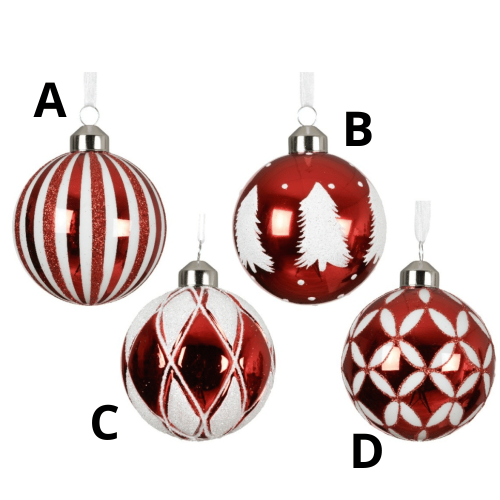 Baubles glass shiny w silver inside
