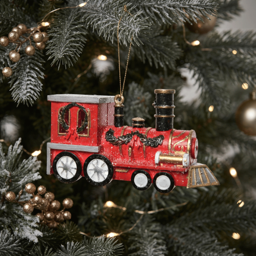 Adorno de Tren Navideño con Purpurina