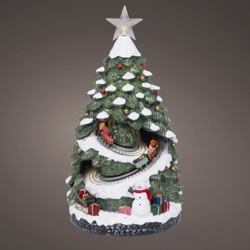 Escena Navideña Iluminada con Árbol Animado