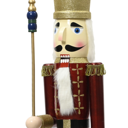 Nussknacker aus Tannenholz mit Zepter, 89 cm