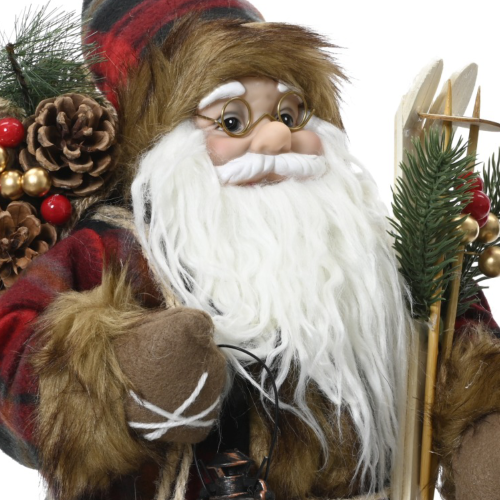 Papá Noel Pequeño Esquiador con Farol
