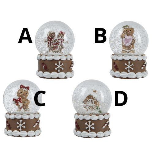 Gingerbread-Themed Glass Snow Globe