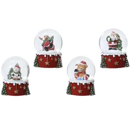Glass snow globe with Christmas characters