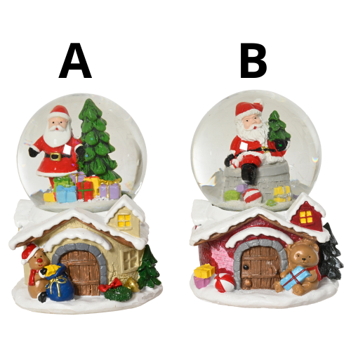 Glass Snow Globe Shaped Like a Christmas Cottage