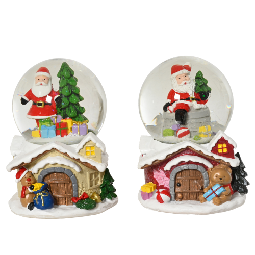 Glass Snow Globe Shaped Like a Christmas Cottage