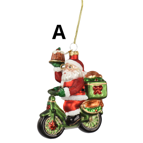 Adornos Colgantes de Papá Noel en Cristal con Purpurina
