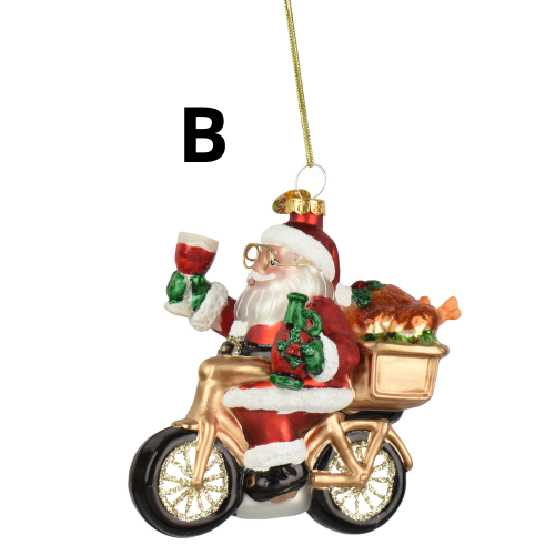 Adornos Colgantes de Papá Noel en Cristal con Purpurina