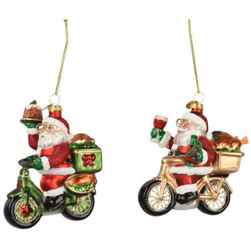 Adornos Colgantes de Papá Noel en Cristal con Purpurina