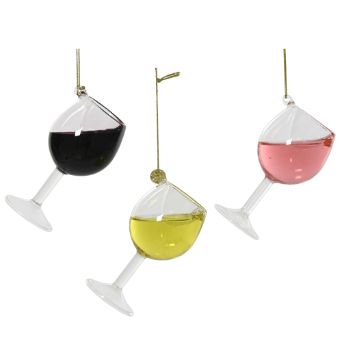 Adornos de Copa de Vino con Líquido Interior