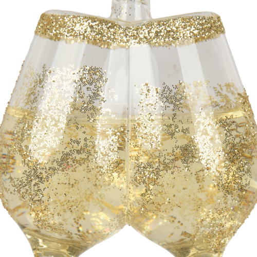 Adorno Copa de Vino Dorada de Cristal con Líquido