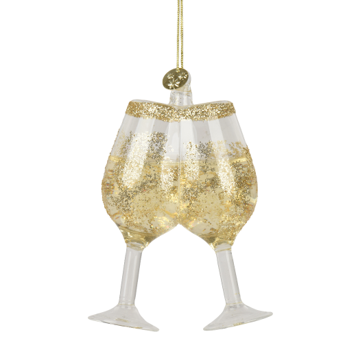 Adorno Copa de Vino Dorada de Cristal con Líquido