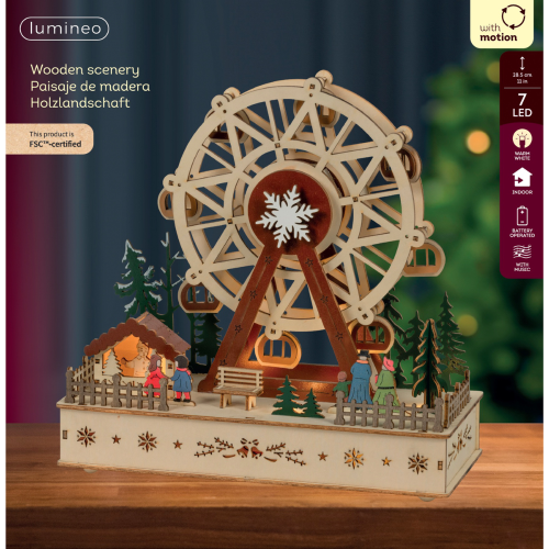 Illuminated Wooden Christmas Ferris Wheel