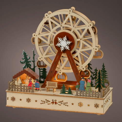 Illuminated Wooden Christmas Ferris Wheel