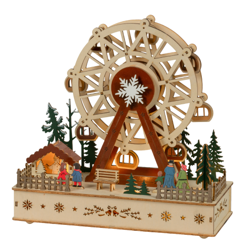 Illuminated Wooden Christmas Ferris Wheel