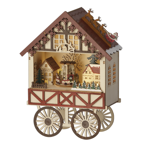 Illuminated Wooden Christmas Scene on Wheels