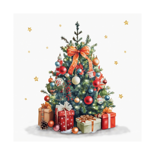 Christmas Napkins: Tree with Gifts