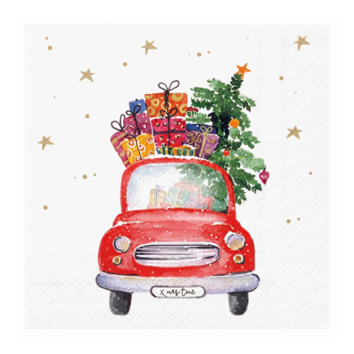 Servilletas Navidad Coche Rojo