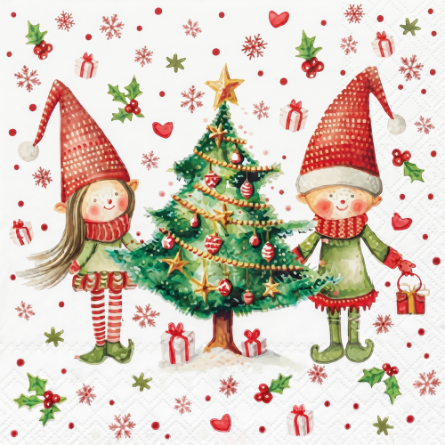 Weihnachtsservietten – Elfenpaar