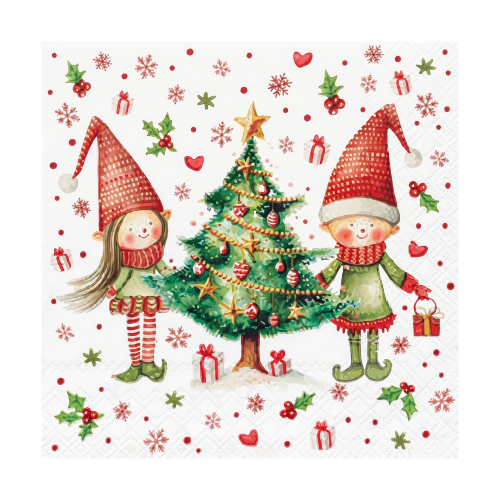 Weihnachtsservietten – Elfenpaar
