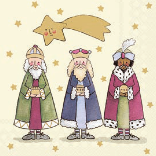 Weihnachtsservietten, Gelb, Dreikönigsmotiv
