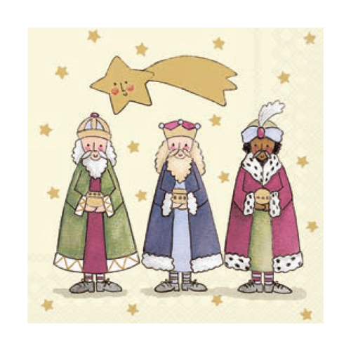 Weihnachtsservietten, Gelb, Dreikönigsmotiv