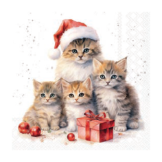 Christmas Napkins with Kittens and Puppies
