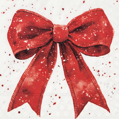 Servilletas Navideñas Pequeñas Lazo Rojo