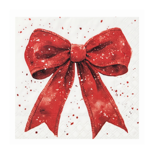 Servilletas Navideñas Pequeñas Lazo Rojo