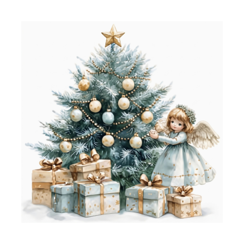 Servilletas Navideñas Pequeñas Árbol y Hada Navideña