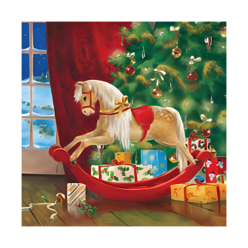 Servilletas Navideñas Pequeñas Caballito de Juguete