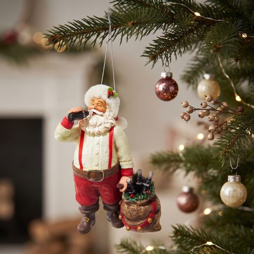 Adorno Papá Noel bebiendo Coca-Cola