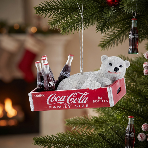 Adorno Poliresina Oso Polar en Caja Coca-Cola