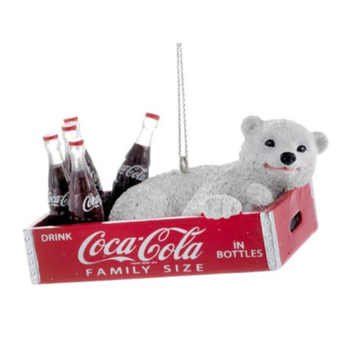 Adorno Poliresina Oso Polar en Caja Coca-Cola
