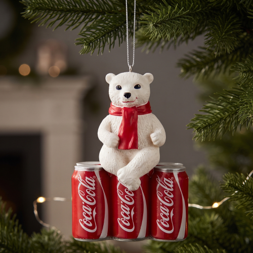 Adorno Cachorro de Oso sobre Pack de 6 Coca-Cola