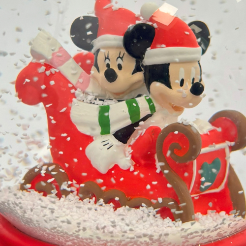 Disney Mickey and Minnie Sledding Snow Globe