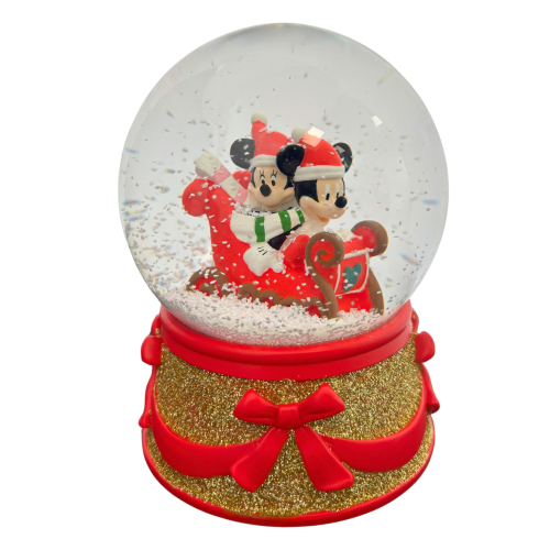 Disney Mickey and Minnie Sledding Snow Globe