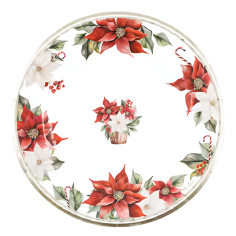 Set de 8 Platos Llanos Redondos 27 cm Flor de Pascua