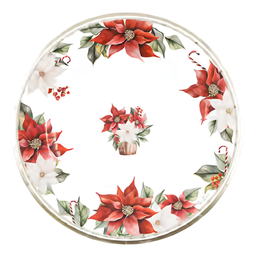 Set de 8 Platos Llanos Redondos 27 cm Flor de Pascua