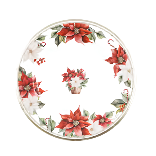 Set de 8 Platos Llanos Redondos 21 cm Flor de Pascua