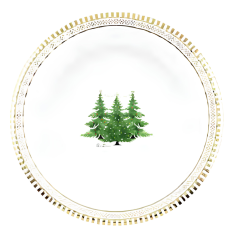 Set de 8 Platos de Árboles con Borde Dorado 27 cm
