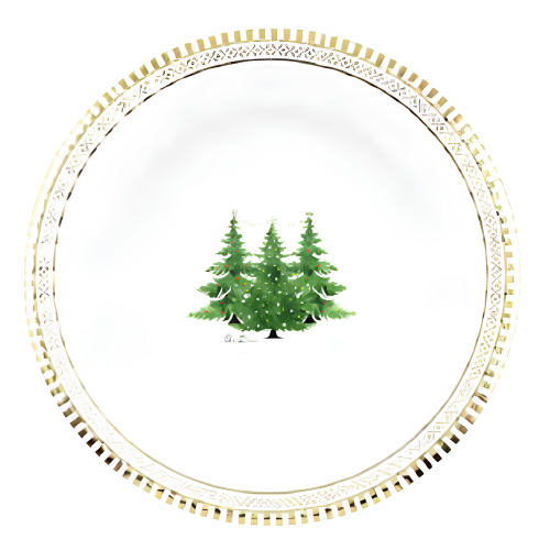 Set de 8 Platos de Árboles con Borde Dorado 27 cm