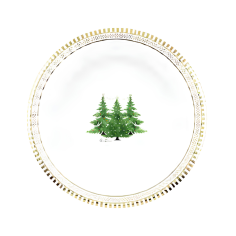Set de 8 Platos de Árboles con Borde Dorado 21 cm
